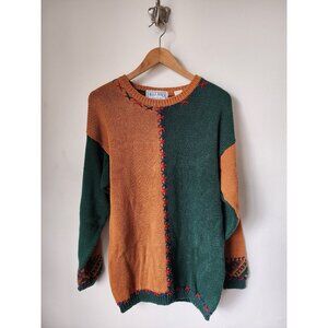 Eagle River Traders green orange chunky knit oversized sweater M